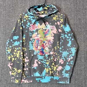 Nickelodeon Hoodie Womens S Black Paint Splatter Rugrats Hey Arnold Ren & Stimpy